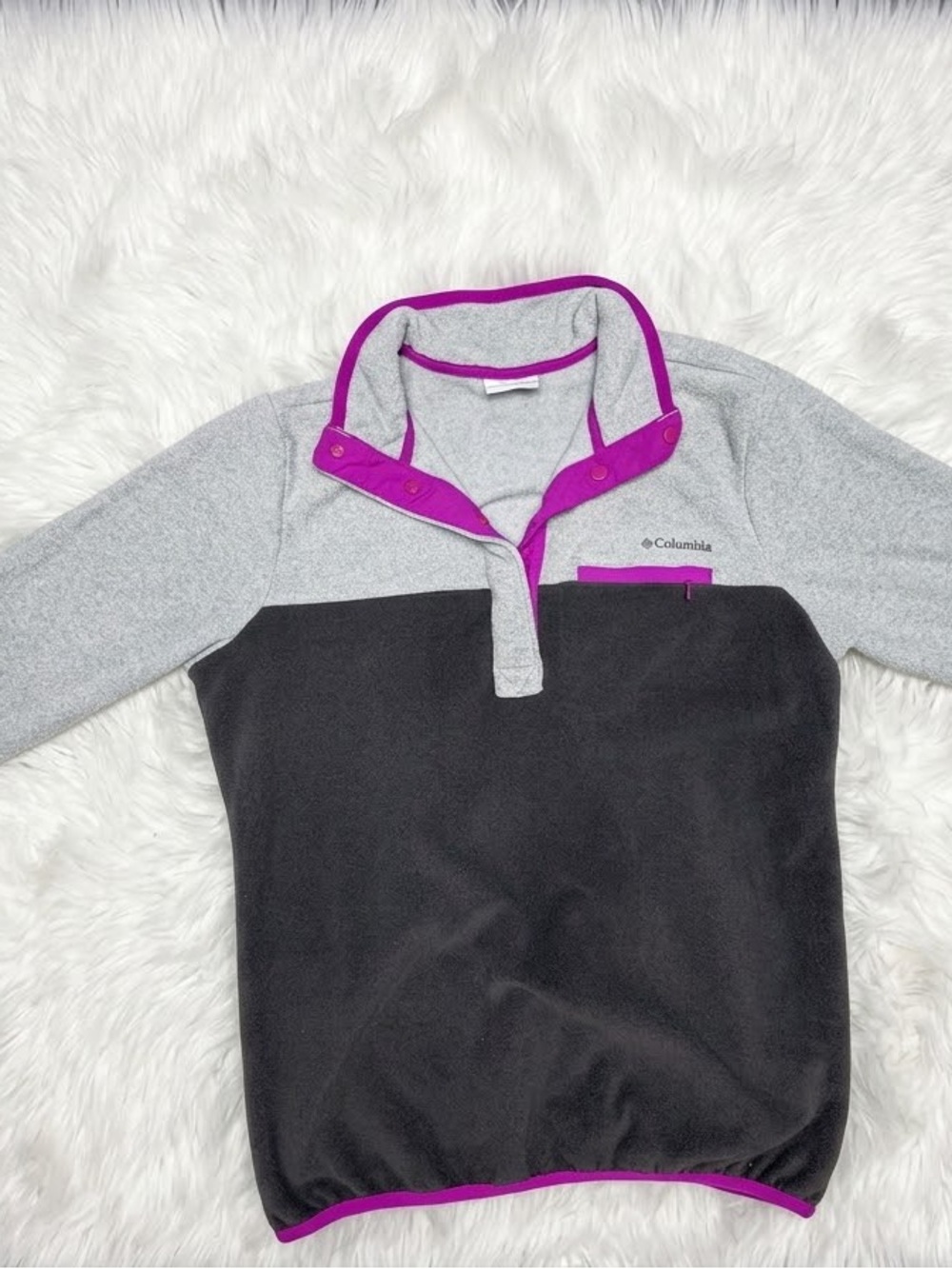 Columbia Women’s Fleece Pullover - Gray, Black, and Purple